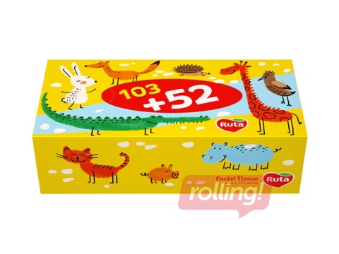 Kosmētiskās salvetes, Ruta Kids, 2 kārtas, 155 salv.