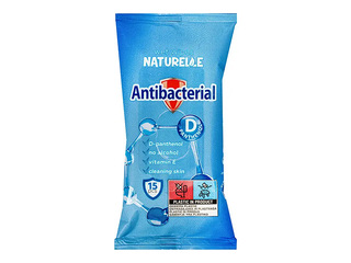 Mitrās salvetes Naturelle, Antibacterial, ar D pantenolu, 15 gab.