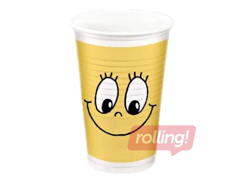 Glāzes plastmasas Smiling face, 200ml, 10 gab.