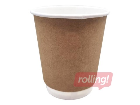 Glāzes kraft papīra, brūnas, ar dubulto sienu, ø90mm, 300 ml, 25 gab.