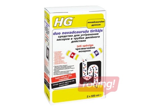 Tīrīšanas līdzeklis novadcaurulēm HG, duo, 2x500ml