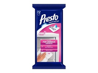 Virsmu tīrīšanas mitrās salvetes PRESTO Universal, 72 gab.