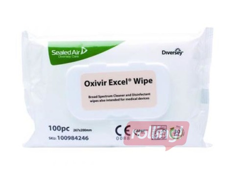 Mitrās salvetes dezinfekcijai Diversey Oxivir Excel, 100 gab.