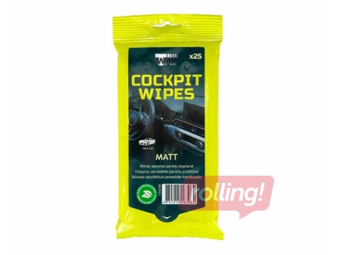 Mitrās salvetes T-Way, New Car, Matt, auto paneļu kopšanai, 25 gab.