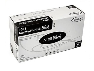 Cimdi nitrila bez pūdera MaiMed M, 100 gab., melnie 