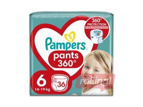 Autiņbiksītes Pampers Maxi Pack 6 (14-19 kg) biksītes, 36 gab.