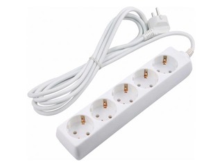 Pagarinātājs 5-vietīgs 3 m ar zemējumu, balts 