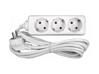 Pagarinātājs 3-vietīgs 1.5m ar zemējumu, balts