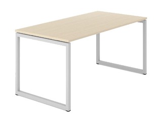 Biroja galds ar metāla rāmi un O kājām, 160 cm, dzintara ozola tonī , metāla sudraba kājas