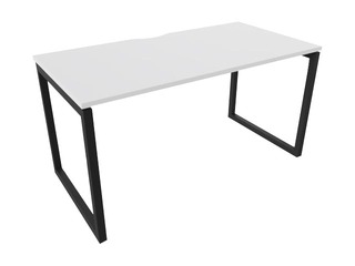 Biroja galds ar metāla rāmi un O kājām, 160 cm, balta tonī , melnas kājas
