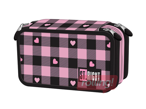 Penālis St.Right, Pink Checkered, 3-daļīgs, ar piederumiem