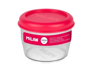 Pusdienu kaste Milan, Nata, apaļa, hermētiska, caurspīdīga ar rozā vāku, 0.5l