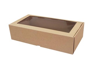 Iesaiņošanas kaste ar logu, 320x165x83mm, ar atlokāmu vāku, brūna