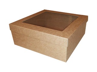 Iesaiņošanas kaste ar logu, 250x250x100mm, brūna