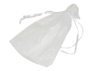 Dāvanu maisiņi organzas, balti ar lentīti, 10 gab