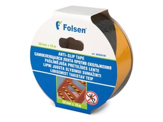 Grīdas marķēšanas līmlente Folsen, 50 mm x 10m, melni dzeltena