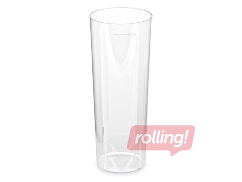 Glāzes plastmasas, caurspīdīgas, cietās, 300ml, 10 gab.