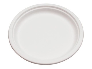 Cukuršķiedras šķīvji, 23 cm, 50 gab., balti