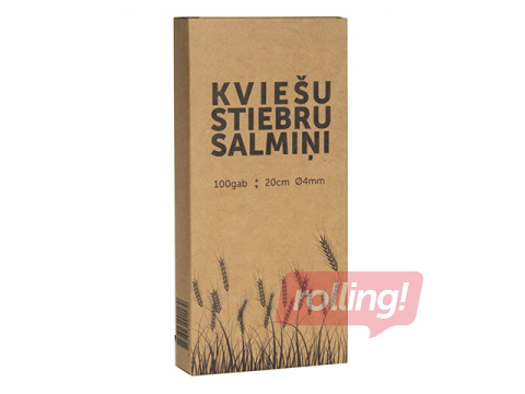 Kokteiļu salmiņi, kviešu stiebru, 20cm ø4 mm, 100 gab. 