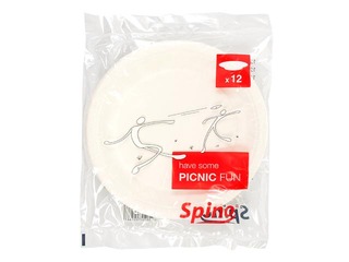 Papīra šķīvji SPINO, 23 cm, 12 gab., balti