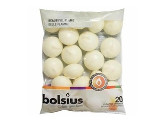 Peldošās sveces, baltas, 4.5h, 20 gab.