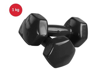Aerobikas hantele ar vinila pārklājumu, 1kg, melna