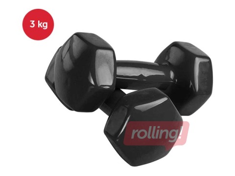 Aerobikas hantele ar vinila pārklājumu, 3kg, melna