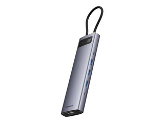 Centrmezgls Baseus, StarJoy Metal Gleam Series, 11in1, USB-C uz HDMI + VGA + 3 x USB 3.0 + USB 2.0 + USB-C PD + RJ45 + SD/TF + 3.5mm
