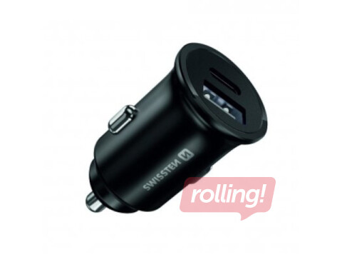Swissten 30W Metāla Auto Lādētājs ar 20W Power Delivery USB-C 10W USB